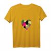 Herz mit militärgrünem, beige, rosa & schwarzem Herzmuster T-Shirt mit V-Ausschnitt – Witziges & originelles Kommunikationst-Shirt für alle