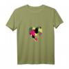 Herz mit militärgrünem, beige, rosa & schwarzem Herzmuster T-Shirt mit V-Ausschnitt – Witziges & originelles Kommunikationst-Shirt für alle