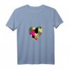 Herz mit militärgrünem, beige, rosa & schwarzem Herzmuster T-Shirt mit V-Ausschnitt – Witziges & originelles Kommunikationst-Shirt für alle