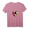 Herz mit militärgrünem, beige, rosa & schwarzem Herzmuster T-Shirt mit V-Ausschnitt – Witziges & originelles Kommunikationst-Shirt für alle