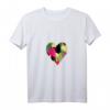 Herz mit militärgrünem, beige, rosa & schwarzem Herzmuster T-Shirt mit V-Ausschnitt – Witziges & originelles Kommunikationst-Shirt für alle