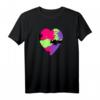 Buntes Herz Tarneffekt T-Shirt in Rosa, Lila, Grün & Schwarz – Lustiges Kommunikationsshirt für Familie, Freunde & Kinder