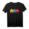 Autismus Bewusstsein Freundlichkeit Farben Kunst Puzzle Band T-Shirt – Unterstützung & Inklusion, Perfektes Geschenk für Organisationen & Angehörige