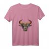 Damen Stier-Tierkreis-T-Shirt mit V-Ausschnitt – Asiatische Kunst und chinesisches Neujahrsdesign, Geburtstagsgeschenk für Stier-Geborene und Finanzberater