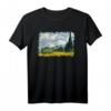 Van Gogh 'Weizenfeld mit Zypressen' Berühmtes Kunststilvolles T-Shirt - Klassisch geschnitten, doppelt genähter Saum