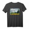 Van Gogh 'Weizenfeld mit Zypressen' Berühmtes Kunststilvolles T-Shirt - Klassisch geschnitten, doppelt genähter Saum
