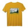 Van Gogh 'Weizenfeld mit Zypressen' Berühmtes Kunststilvolles T-Shirt - Klassisch geschnitten, doppelt genähter Saum