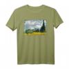 Van Gogh 'Weizenfeld mit Zypressen' Berühmtes Kunststilvolles T-Shirt - Klassisch geschnitten, doppelt genähter Saum