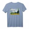 Van Gogh 'Weizenfeld mit Zypressen' Berühmtes Kunststilvolles T-Shirt - Klassisch geschnitten, doppelt genähter Saum