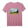 Van Gogh 'Weizenfeld mit Zypressen' Berühmtes Kunststilvolles T-Shirt - Klassisch geschnitten, doppelt genähter Saum