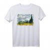 Van Gogh 'Weizenfeld mit Zypressen' Berühmtes Kunststilvolles T-Shirt - Klassisch geschnitten, doppelt genähter Saum