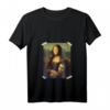 Damen La Gioconda - Mona Lisa T-Shirt mit V-Ausschnitt – Berühmte Kunstmalerei als Geschenk für Kunstlehrer, Absolventen & Kunstliebhaber