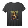 Damen La Gioconda - Mona Lisa T-Shirt mit V-Ausschnitt – Berühmte Kunstmalerei als Geschenk für Kunstlehrer, Absolventen & Kunstliebhaber