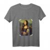 Damen La Gioconda - Mona Lisa T-Shirt mit V-Ausschnitt – Berühmte Kunstmalerei als Geschenk für Kunstlehrer, Absolventen & Kunstliebhaber