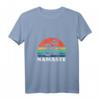 Damen Om Namaste Retro Meditation Workout Yoga T-Shirt mit V-Ausschnitt – Perfektes Geschenk für Yoga-Liebhaber, Lehrer & Achtsamkeits-Enthusiasten