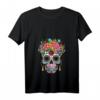 Dia De Los Muertos Kostümersatz T-Shirt mit V-Ausschnitt – Perfekt für Fasching, Karneval & mexikanische Feierlichkeiten mit floralem Skelett-Design