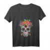 Dia De Los Muertos Kostümersatz T-Shirt mit V-Ausschnitt – Perfekt für Fasching, Karneval & mexikanische Feierlichkeiten mit floralem Skelett-Design