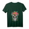 Dia De Los Muertos Kostümersatz T-Shirt mit V-Ausschnitt – Perfekt für Fasching, Karneval & mexikanische Feierlichkeiten mit floralem Skelett-Design
