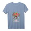 Dia De Los Muertos Kostümersatz T-Shirt mit V-Ausschnitt – Perfekt für Fasching, Karneval & mexikanische Feierlichkeiten mit floralem Skelett-Design