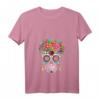 Dia De Los Muertos Kostümersatz T-Shirt mit V-Ausschnitt – Perfekt für Fasching, Karneval & mexikanische Feierlichkeiten mit floralem Skelett-Design