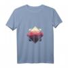 Damen Wald Natur Quadrat Minimalismus T-Shirt mit V-Ausschnitt - Leichtes, Stylisches Design mit Tannen-Motiv