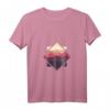 Damen Wald Natur Quadrat Minimalismus T-Shirt mit V-Ausschnitt - Leichtes, Stylisches Design mit Tannen-Motiv