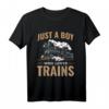 Just A Boy Who Looks Trains - Lustiges Lokomotive T-Shirt für Jungen, Modellbahn- und Eisenbahn-Fans, perfektes Geschenk zu Geburtstag & Weihnachten