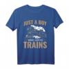 Just A Boy Who Looks Trains - Lustiges Lokomotive T-Shirt für Jungen, Modellbahn- und Eisenbahn-Fans, perfektes Geschenk zu Geburtstag & Weihnachten