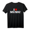 I Love Music - Herz T-Shirt für Musikliebhaber, Fans & Liebhaber | Lustiges Geschenk für Weihnachten & Geburtstag