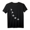 Origami Kraniche Vogel T-Shirt mit geometrischem Linienmuster – Minimalistische Streetwear für Schule, Uni & Arbeit