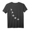 Origami Kraniche Vogel T-Shirt mit geometrischem Linienmuster – Minimalistische Streetwear für Schule, Uni & Arbeit