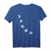 Origami Kraniche Vogel T-Shirt mit geometrischem Linienmuster – Minimalistische Streetwear für Schule, Uni & Arbeit