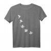Origami Kraniche Vogel T-Shirt mit geometrischem Linienmuster – Minimalistische Streetwear für Schule, Uni & Arbeit
