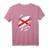 Burgunderrotes Kreuz T-Shirt mit spanischer Flagge und Wildleder-Design – Kulturelle Mode mit Geschichte Spaniens