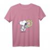 HapKitten Snoopy rosa Gänseblümchen T-Shirt – Lizenzprodukt mit V-Ausschnitt für Frauen