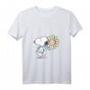 HapKitten Snoopy rosa Gänseblümchen T-Shirt – Lizenzprodukt mit V-Ausschnitt für Frauen
