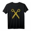Schere Barber T-Shirt mit goldenem Vintage-Symbol – Retro-Design für Friseure, Näher und Strickliebhaber