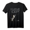 I LOVE CATS - Geschenkidee Statement T-Shirt mit Woll-Design für Katzenliebhaber, perfekt für Geburtstag, Weihnachten, Valentinstag & Muttertag