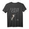 I LOVE CATS - Geschenkidee Statement T-Shirt mit Woll-Design für Katzenliebhaber, perfekt für Geburtstag, Weihnachten, Valentinstag & Muttertag