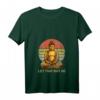 Damen & Herren Funny Vintage Retro 'Let That Shit Go Buddha' Yoga T-Shirt mit V-Ausschnitt – Perfekt für Meditation, Yoga & als Geschenk für Yoga-Liebhaber