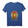 Damen & Herren Funny Vintage Retro 'Let That Shit Go Buddha' Yoga T-Shirt mit V-Ausschnitt – Perfekt für Meditation, Yoga & als Geschenk für Yoga-Liebhaber
